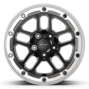 Set(4) 17x8 DF01 Gloss Black Machined - 5x127 +12ET with 33x12.50r17 Nexen Roadian MTX Tires &amp; TPMS