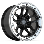 Set(5) 17x8 DF01 Gloss Black with Milled Edge - 5x127 +12ET with 265/70r17 Sailun TerraMax AT2 Tires &amp; TPMS