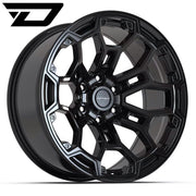 Set(4) 20x9 DF03 Gloss Black - 6x139.7 -12ET with 275/55r20 Sailun TerraMax AT2 Tires