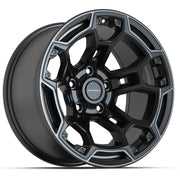 Set(4) 17x9 DF03 Satin Black with Dark Satin Charcoal 2-Tone - 5x127 -12ET with 33x12.50r17 TBB TS-57 RT Tires