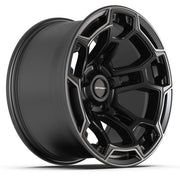 Set(4) 17x9 DF03 Satin Black with Dark Satin Charcoal 2-Tone - 5x127 -12ET with 33x12.50r17 TBB TS-57 RT Tires