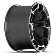 Set(4) 17x9 DF03B Satin Black with Dark Satin Charcoal 2-Tone - 5x127 -12ET