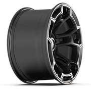Set(5) 17x9 DF03B Satin Black with Dark Satin Charcoal 2-Tone - 5x127 -12ET