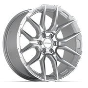Set(4) 22x9 DF18A Gloss Silver Machined - 6x139.7 +18ET with 285/45r22 TBB TS-37 AT Tires