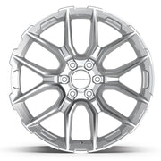 Set(4) 22x9 DF18B Gloss Silver Machined - 6x139.7 +18ET with 285/45r22 TBB TS-37 AT Tires