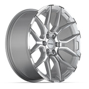Set(4) 22x9 DF18B Gloss Silver Machined - 6x139.7 +18ET with 285/45r22 TBB TS-37 AT Tires