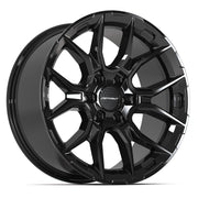 Set(4) 20x9 DF18C Gloss Black - 6x135 +18ET with 275/55r20 Bridgestone Dueler Alenza HL Plus Tires