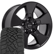 Set(5) 17x8.5 DF02 Satin Black - 5x127 +12ET with 33x12.50r17 Sailun TerraMax RT Tires