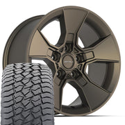 Set(4) 17x8.5 DF02 Satin Bronze - 5x127 +12ET with 265/70r17 Sailun TerraMax AT2 Tires