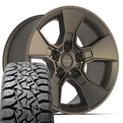 Set(4) 17x8.5 DF02 Satin Bronze - 5x127 +12ET with 33x12.50r17 TBB TS-57 RT Tires