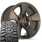 Set(5) 17x8.5 DF02 Satin Bronze - 5x127 +12ET with 33x12.50r17 TBB TS-57 RT Tires