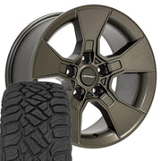 Set(5) 17x8.5 DF02 Satin Bronze - 5x127 +12ET with 33x12.50r17 Sailun TerraMax RT Tires