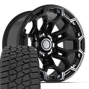 Set(4) 18x9 DF03 Gloss Black - 6x139.7 -12ET with 275/65r18 Ironman All Country AT-X Tires