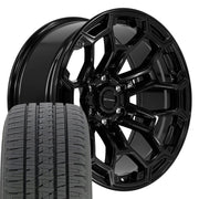 Set(4) 20x9 DF03 Gloss Black - 6x139.7 -12ET with 275/55r20 Bridgestone Dueler Alenza HL Plus Tires