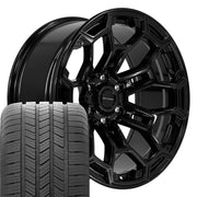 Set(4) 20x9 DF03 Gloss Black - 6x139.7 -12ET with 275/55r20 Goodyear Eagle LS2 Tires