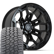 Set(4) 20x9 DF03 Gloss Black - 6x139.7 -12ET with 275/55r20 Sailun TerraMax AT2 Tires