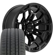 Set(4) 20x9 DF03 Satin Black with Dark Satin Charcoal 2-Tone - 6x139.7 -12ET with 275/55r20 Bridgestone Dueler Alenza HL Plus Tires