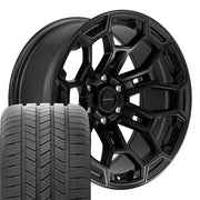 Set(4) 20x9 DF03 Satin Black with Dark Satin Charcoal 2-Tone - 6x139.7 -12ET with 275/55r20 Goodyear Eagle LS2 Tires