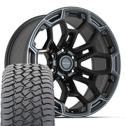 Set(4) 20x9 DF03 Satin Black with Dark Satin Charcoal 2-Tone - 6x139.7 -12ET with 275/55r20 Sailun TerraMax AT2 Tires