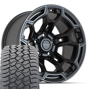 Set(5) 17x9 DF03B Satin Black with Dark Satin Charcoal 2-Tone - 5x127 -12ET with 265/70r17 Sailun TerraMax AT2 Tires