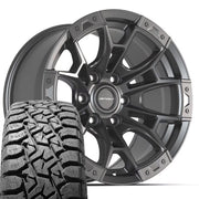 Set(4) 17x9 DF04 Dark Satin Charcoal - 6x135 +12ET with 33x12.50r17 TBB TS-57 RT Tires