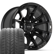 Set(4) 20x9 DF04 Satin Black - 6x135 +12ET with 275/55r20 Goodyear Eagle LS2 Tires