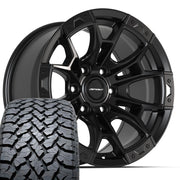 Set(4) 20x9 DF04 Satin Black - 6x135 +12ET with 275/55r20 TBB TS-37 AT Tires