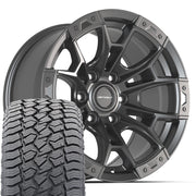 Set(4) 20x9 DF04 Satin Gunmetal - 6x135 +12ET with 275/55r20 Sailun TerraMax AT2 Tires