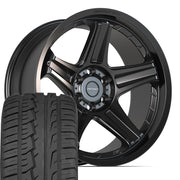 Set(4) 22x10 DF07 Satin Black - 6x139.7 -12ET with 285/45r22 Ironman iMove GEN 2 SUV Tires