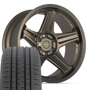 Set(4) 22x10 DF07 Satin Bronze - 6x139.7 -12ET with 285/45r22 Bridgestone Dueler Alenza HL Tires