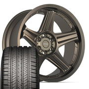 Set(4) 22x10 DF07 Satin Bronze - 6x139.7 -12ET with 285/45r22 Goodyear Eagle Touring Tires