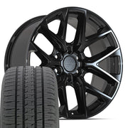 Set(4) 20x9 DF17A Gloss Black - 6x139.7 +18ET with 275/55r20 Bridgestone Dueler Alenza HL Plus Tires
