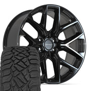 Set(4) 22x9 DF17A Gloss Black - 6x139.7 +18ET with 285/45r22 Sailun TerraMax RT Tires