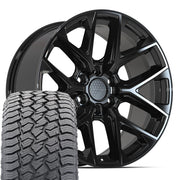 Set(4) 20x9 DF17B Gloss Black - 6x139.7 +18ET with 275/55r20 Sailun TerraMax AT2 Tires