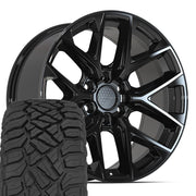Set(4) 20x9 DF17B Gloss Black - 6x139.7 +18ET with 275/55r20 Sailun TerraMax RT Tires
