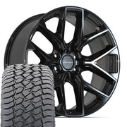 Set(4) 22x9 DF17B Gloss Black - 6x139.7 +18ET with 285/45r22 Sailun TerraMax AT2 Tires