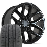 Set(4) 20x9 DF17C Gloss Black - 6x135 +18ET with 275/55r20 Bridgestone Dueler Alenza HL Plus Tires