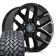 Set(4) 20x9 DF17C Gloss Black - 6x135 +18ET with 275/55r20 TBB TS-37 AT Tires