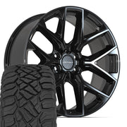 Set(4) 22x9 DF17C Gloss Black - 6x135 +18ET with 285/45r22 Sailun TerraMax RT Tires