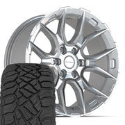 Set(4) 20x9 DF18A Gloss Silver Machined - 6x139.7 +18ET with 275/55r20 Sailun TerraMax RT Tires