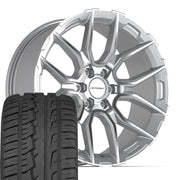 Set(4) 22x9 DF18A Gloss Silver Machined - 6x139.7 +18ET with 285/45r22 Ironman iMove GEN 2 SUV Tires