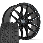 Set(4) 24x10 DF18A Gloss Black - 6x139.7 +24ET with 305/35r24 Ironman iMove GEN 2 Tires