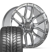 Set(4) 24x10 DF18A Chrome - 6x139.7 +24ET with 295/35r24 Sailun Atrezzo SVR LX+ Tires