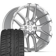 Set(4) 24x10 DF18A Gloss Silver Machined - 6x139.7 +24ET with 295/35r24 Ironman iMove GEN 2 Tires