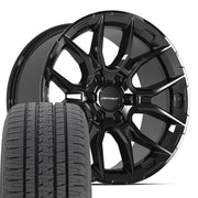 Set(4) 20x9 DF18C Gloss Black - 6x135 +18ET with 275/55r20 Bridgestone Dueler Alenza HL Plus Tires