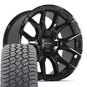 Set(4) 20x9 DF18C Gloss Black - 6x135 +18ET with 275/55r20 Sailun TerraMax AT2 Tires