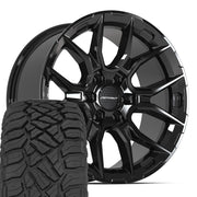 Set(4) 20x9 DF18C Gloss Black - 6x135 +18ET with 275/55r20 Sailun TerraMax RT Tires