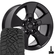 Set(5) 17x8.5 DF02 Satin Black - 5x127 +12ET with 33x12.50r17 Sailun TerraMax RT Tires &amp; TPMS