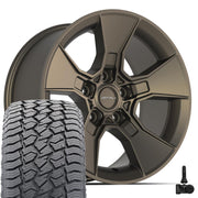 Set(4) 17x8.5 DF02 Satin Bronze - 5x127 +12ET with 265/70r17 Sailun TerraMax AT2 Tires &amp; TPMS