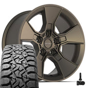 Set(5) 17x8.5 DF02 Satin Bronze - 5x127 +12ET with 33x12.50r17 TBB TS-57 RT Tires &amp; TPMS